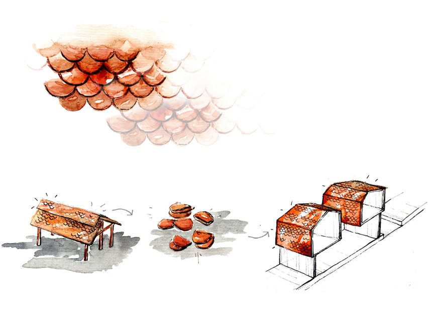 Sketch diagram of 2HIEN house in Vietnam by CTA