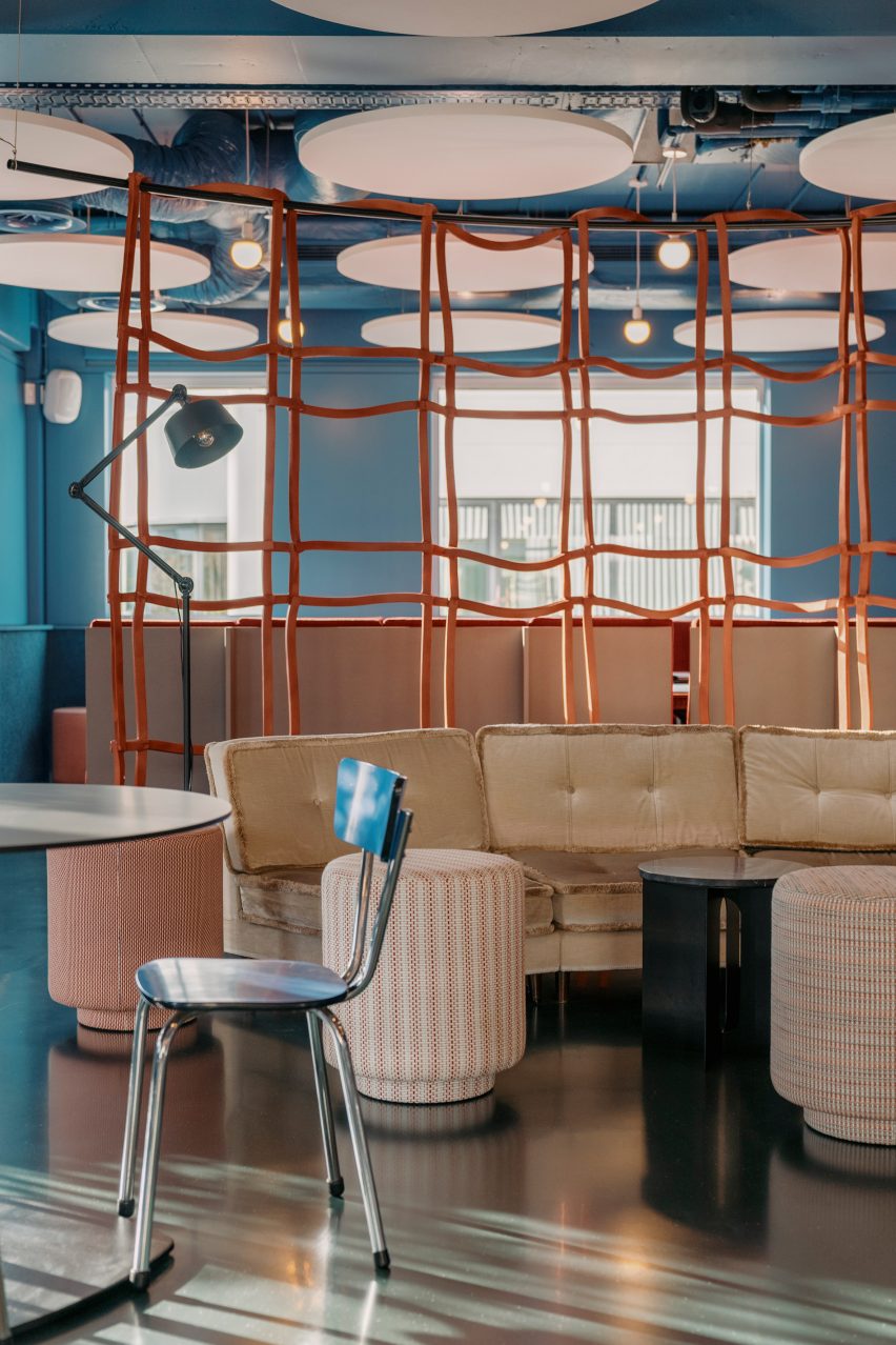 Vintage furniture is used within the space