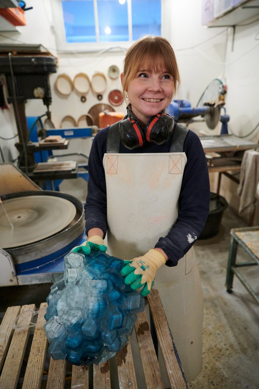 Stine Bidstrup shows an object in the Architectural Glass Fantasies series