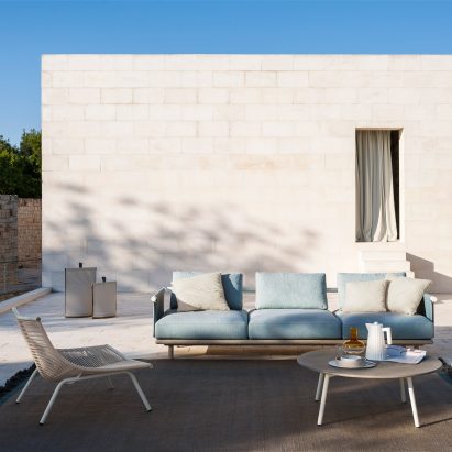 Eden sofa by Roda pictured outdoors