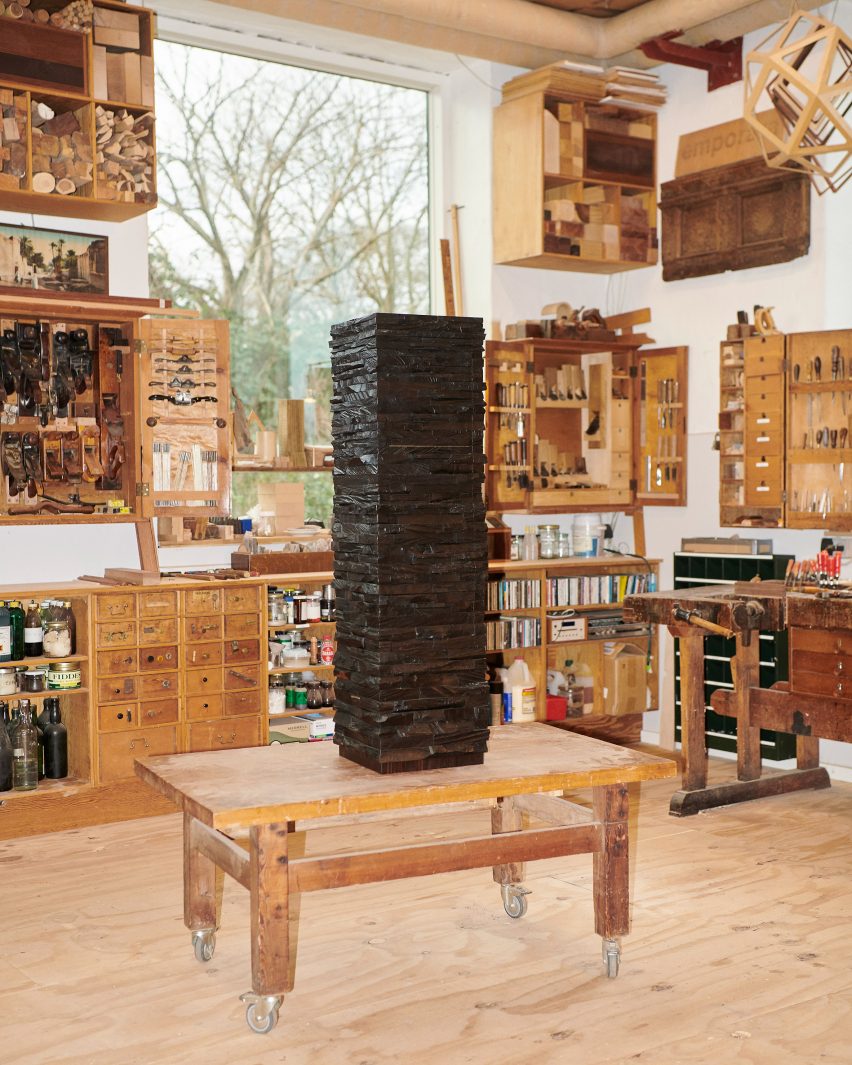 The Ebano cabinet in Rasmus Fenhann's workshop