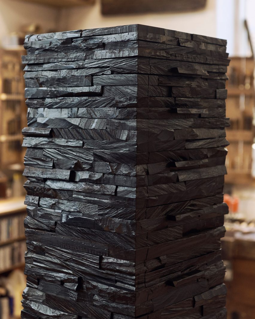 Detail of The Ebano cabinet in Rasmus Fenhann's workshop