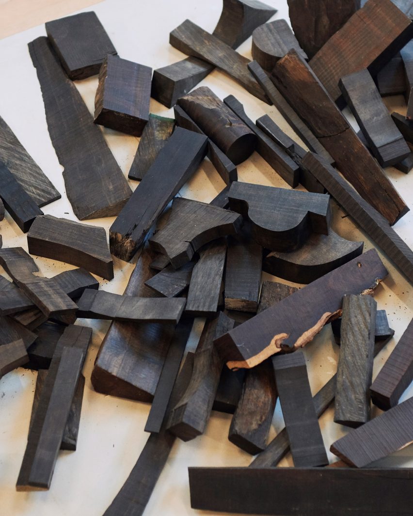 Ebony timber offcuts used by Rasmus Fenhann