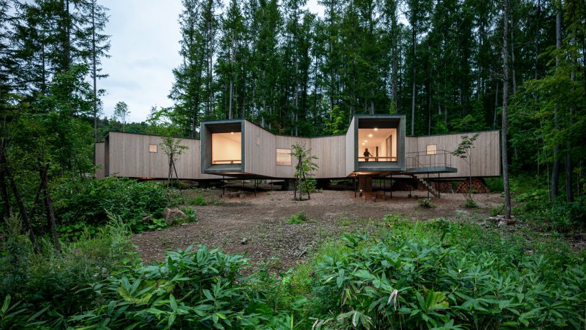 Florian Busch embeds branch-shaped holiday home in Japanese forest