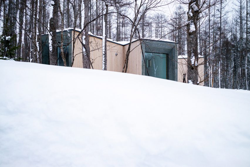 Wood clad facade blends with its context