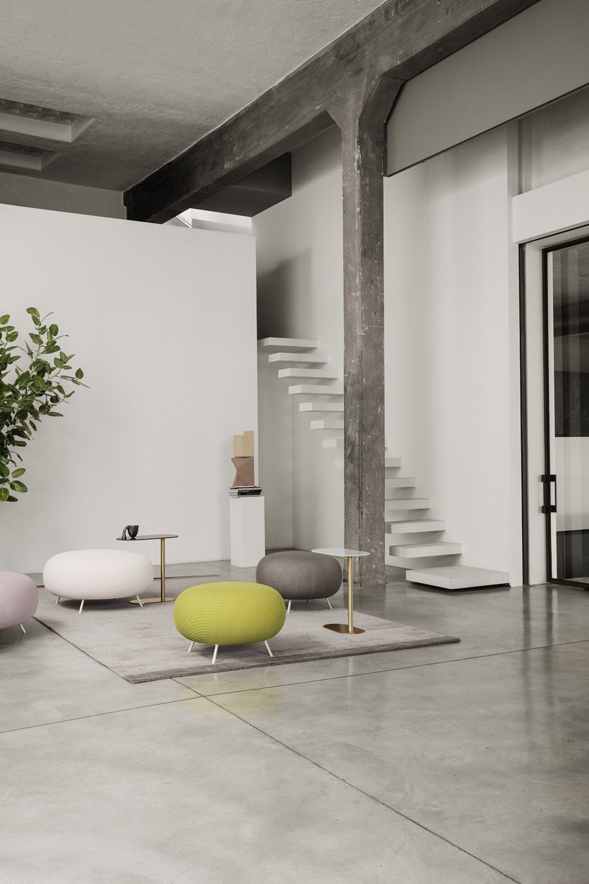 Table is pictured amongst furniture by Raffaella Mangiarotti