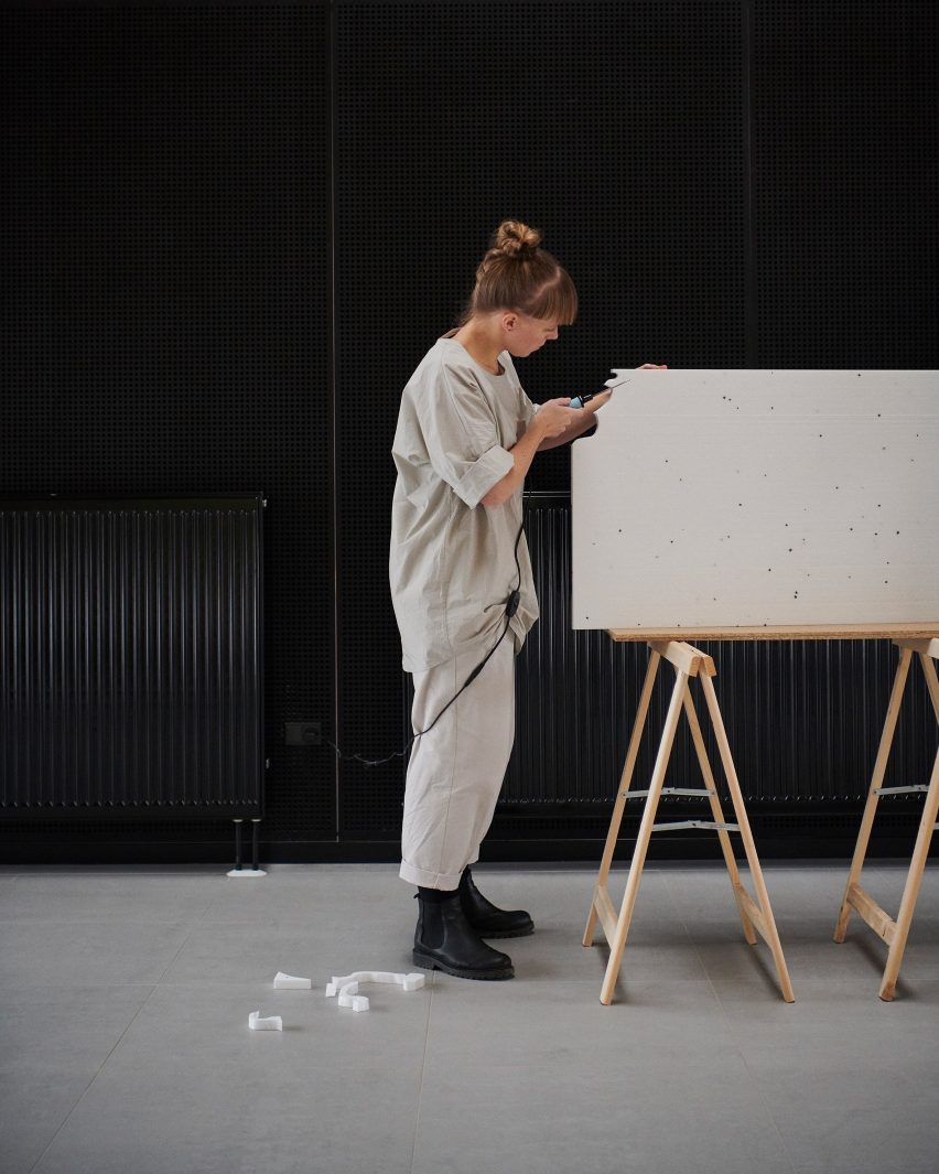 Stine Mikkelsen works in her studio