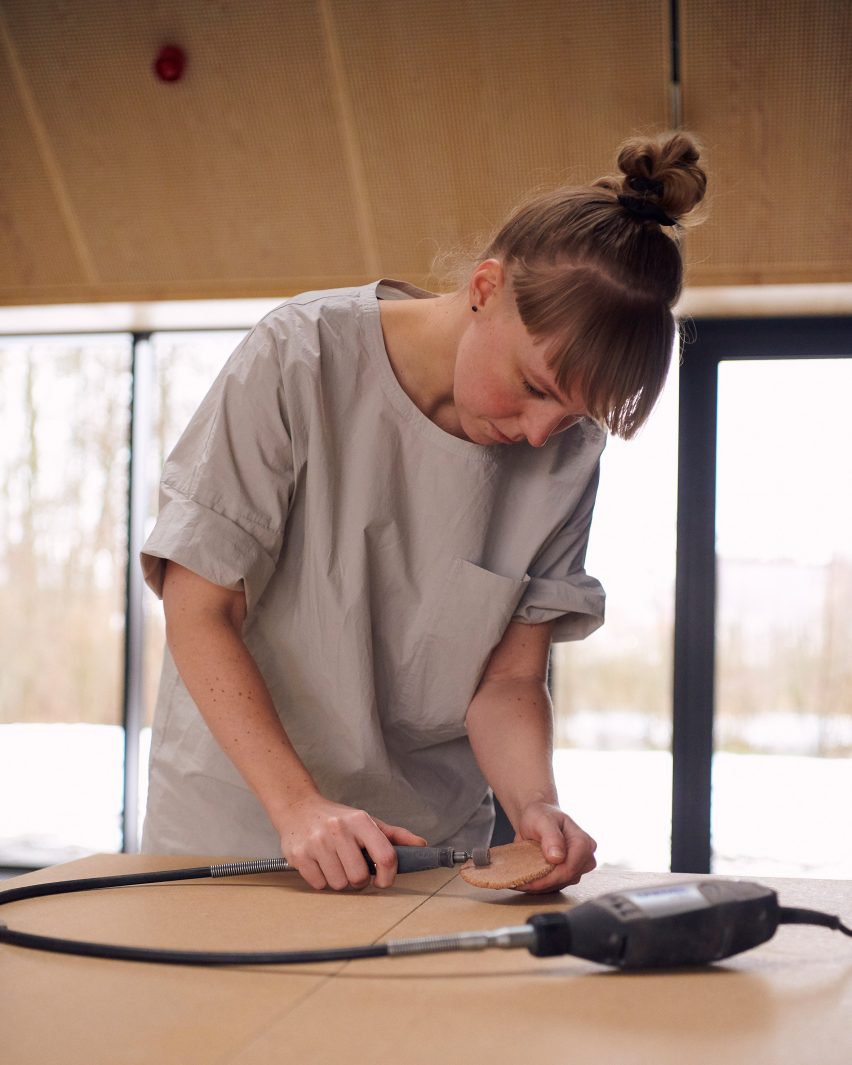 Stine Mikkelsen works in her studio