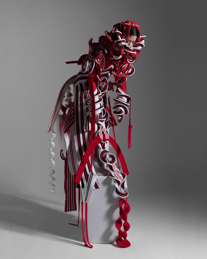 The design accentuates the height of the model