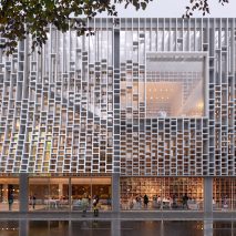 Glass wall sits behind the facade to allow light to filter in