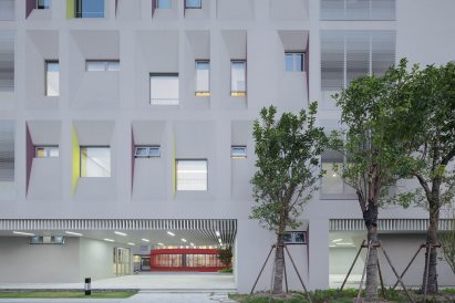 Skewed walls frame asymmetric windows
