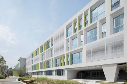Building has a colourful and three dimensional facade