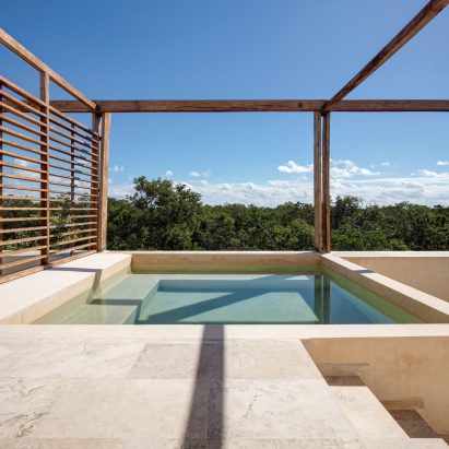 A rooftop pool