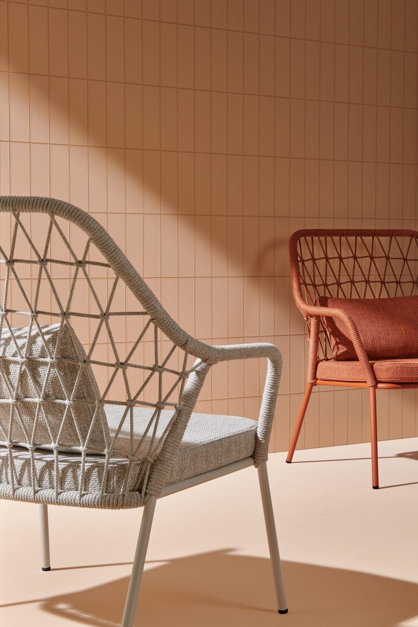 Lounge chairs with wide cushions by CMP Design