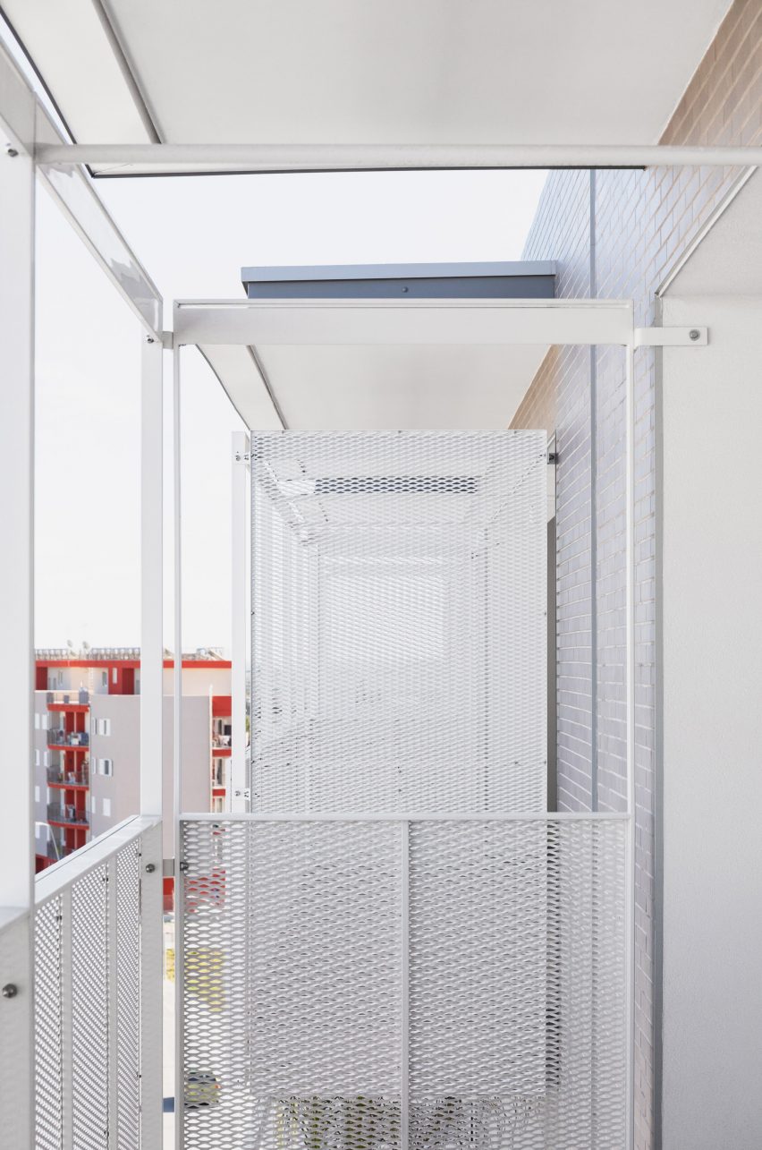 Perforated metal sheets provide privacy