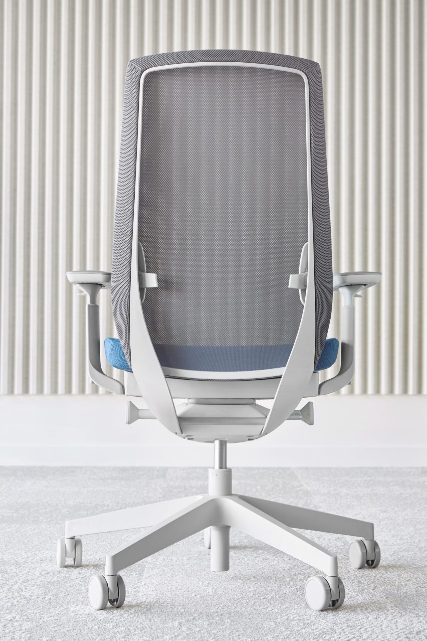 An ergonomic office chair with a mesh backrest