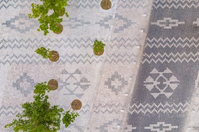 A patterned streetscape made from granite