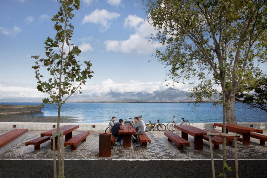 The waterfront of Shiroka in Albania