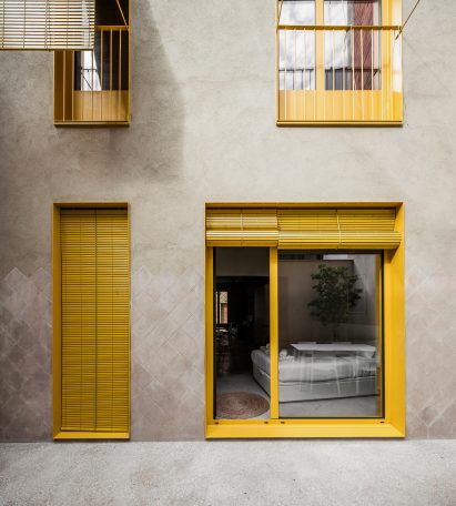 Yellow finishes run throughout the building
