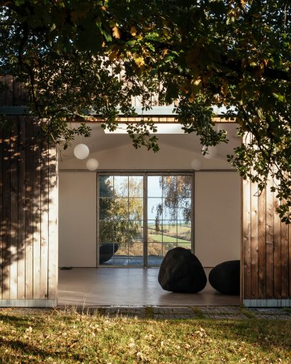 The door to an art studio in an old barn 