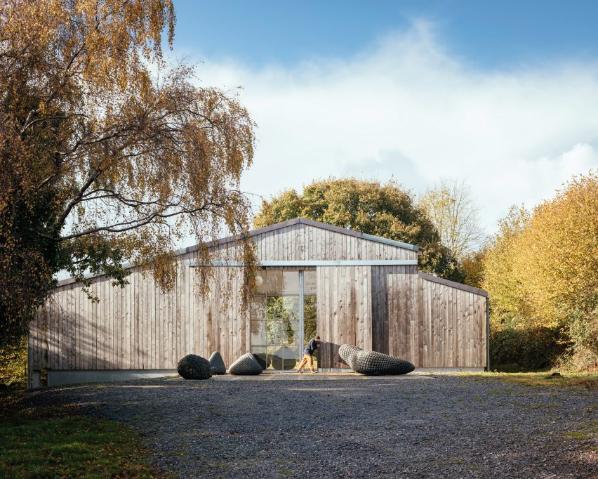 A cedar-clad art studio