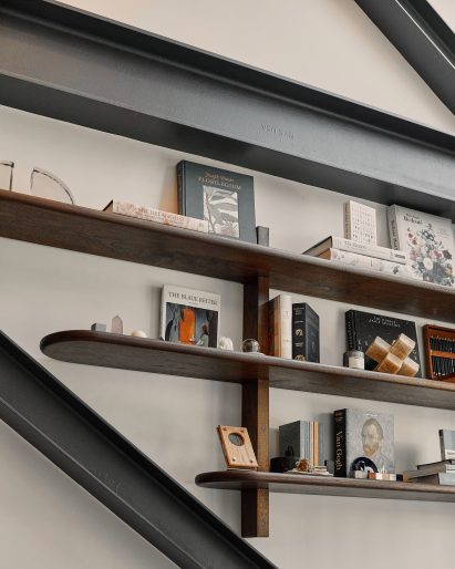 Bookshelves by Joseph Cauvel in Williamsburg tattoo parlour