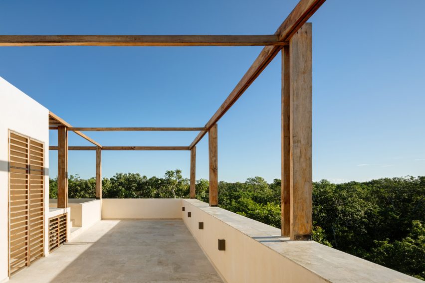 Delicate rooftop wooden frames