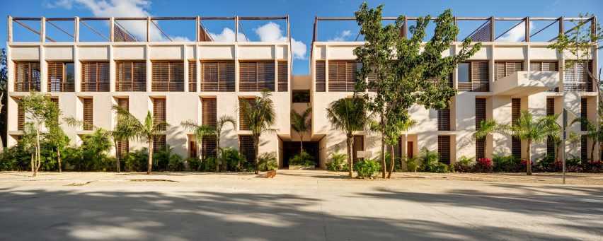 Washed concrete and wood are also used