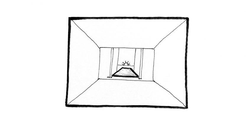 Sketches of the swimming pool from the house
