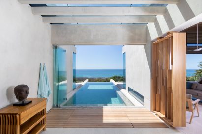 A swimming pool on the house's ground floor