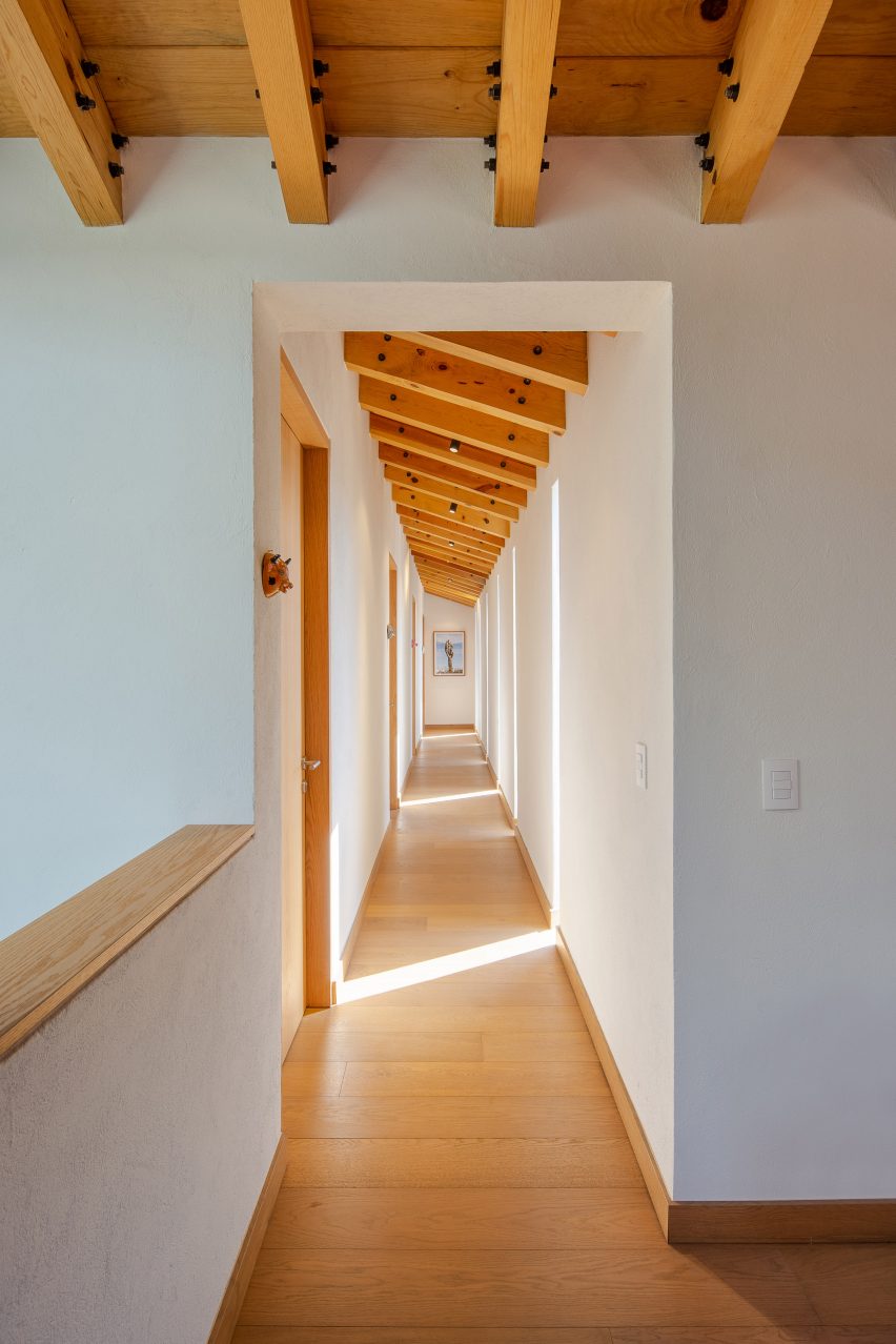 A wooden corridor