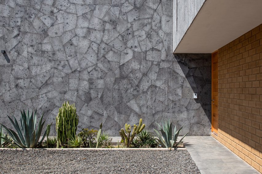 Grey stone makes up Casa Texcal's facade