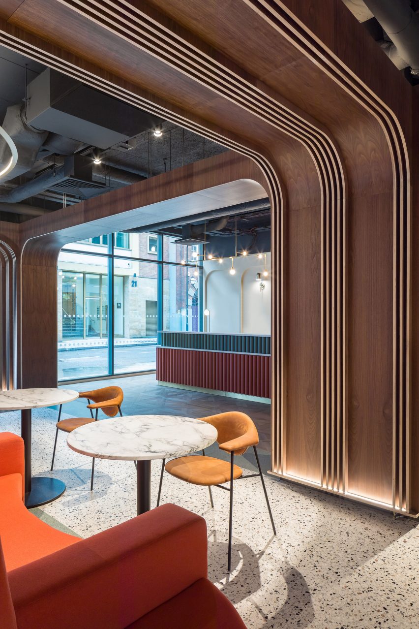 Seating in Chapter Old Street by Tigg + Coll Architects