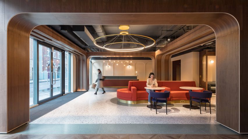 Reception desk at Chapter Old Street by Tigg + Coll Architects