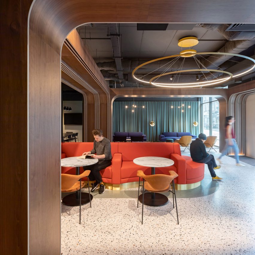 Banquette in Chapter Old Street by Tigg + Coll Architects