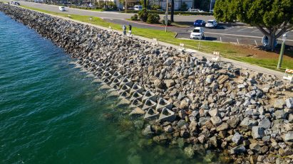 Man-made rock pools installed in water at San Diego Bay