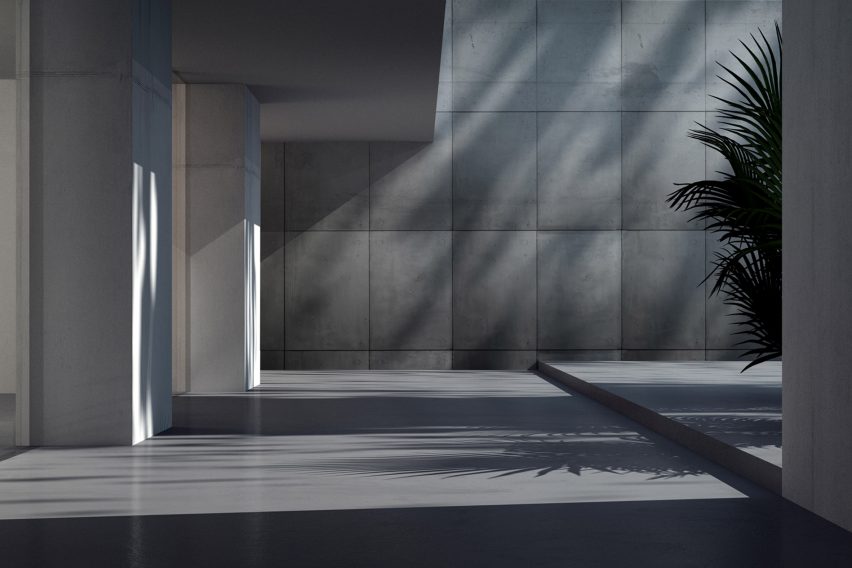 Concrete Optik coating by Ideal Work in a foyer