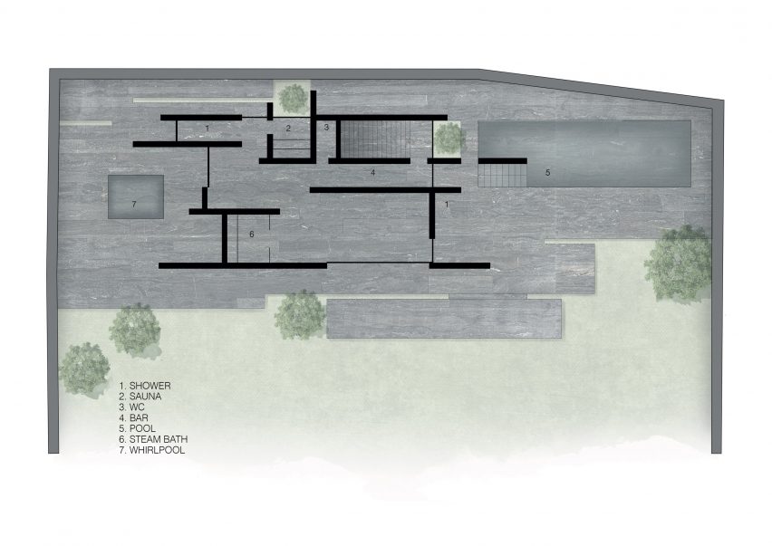 The floor plan for a private spa by Smartvoll