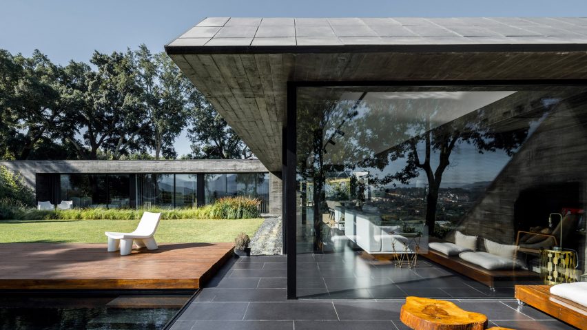 The concrete and glass facades of a Portuguese house