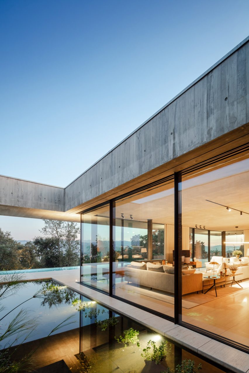 Social space by small pool