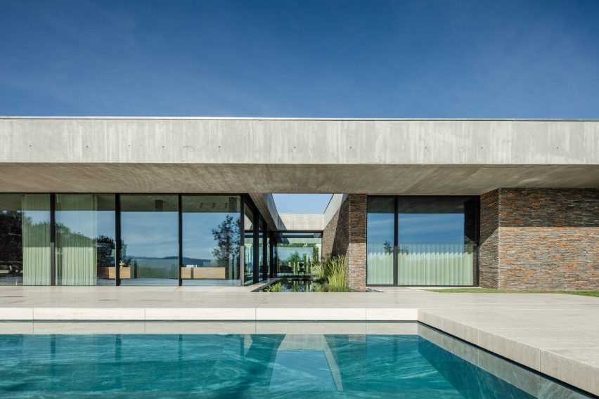 Stone and concrete facade of Portuguese house