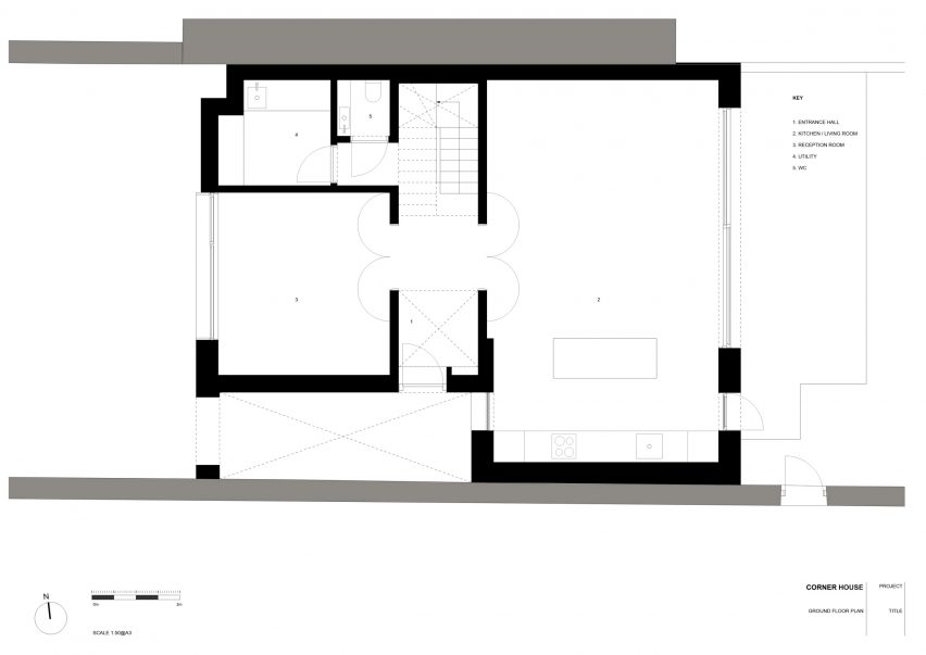 Ground floor plan of Corner House by Studio 304