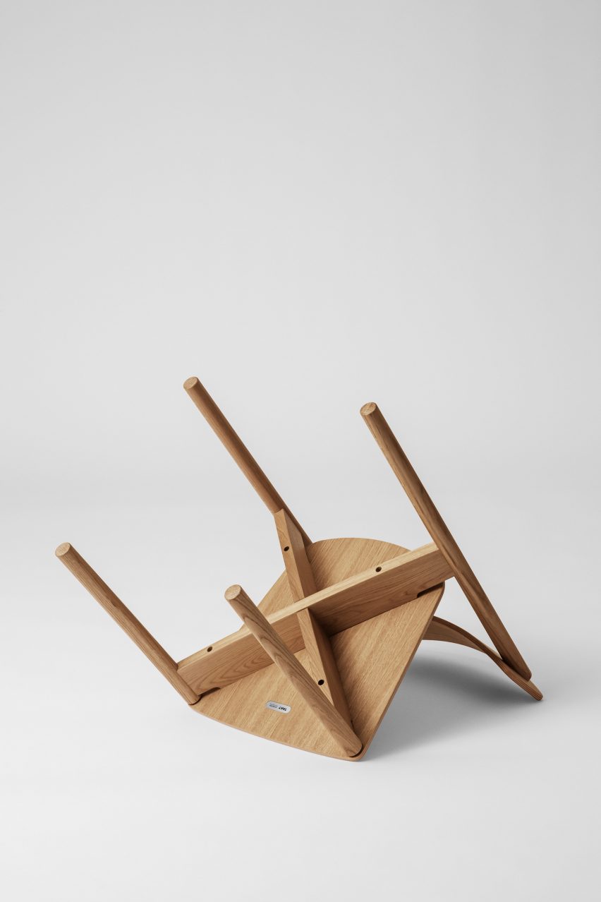 Underside of Cross Chair in oiled oak