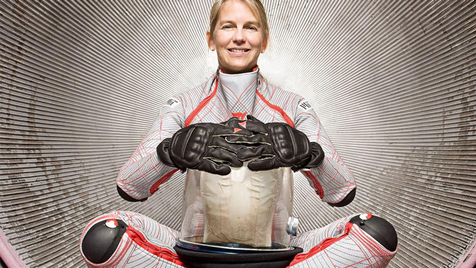 Dava Newman wearing the BioSuit for space exploration