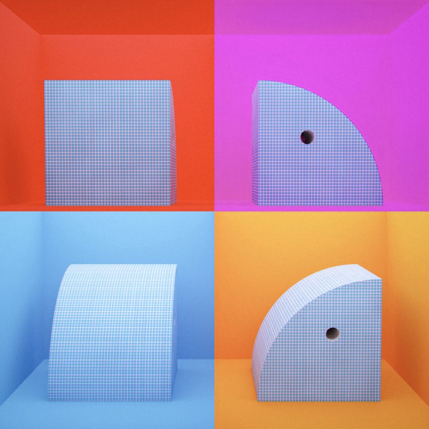 A blocky colourful rendering
