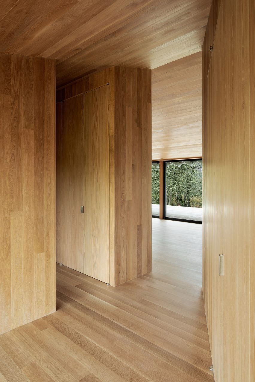 White oak forms the interior