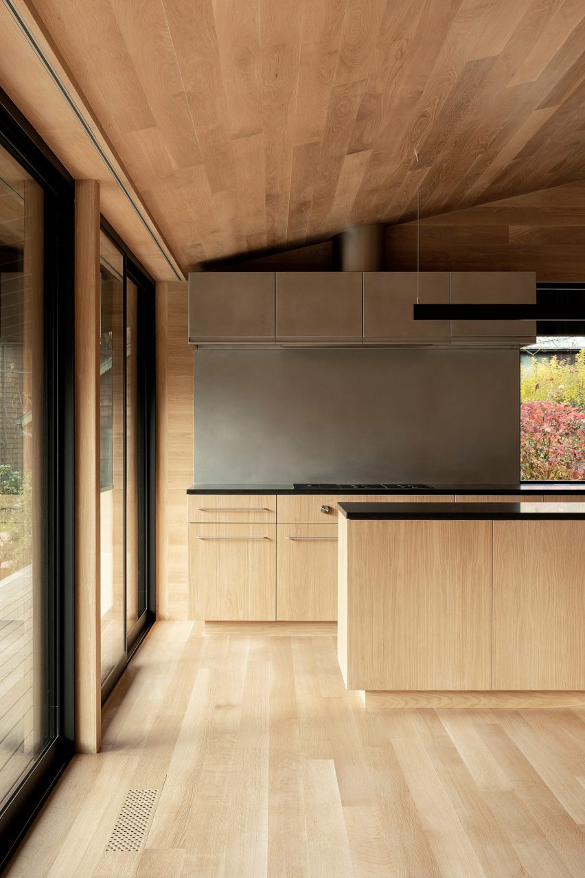 Wooden carpentry links to the house's exterior