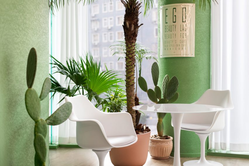 It has space age inspired furniture