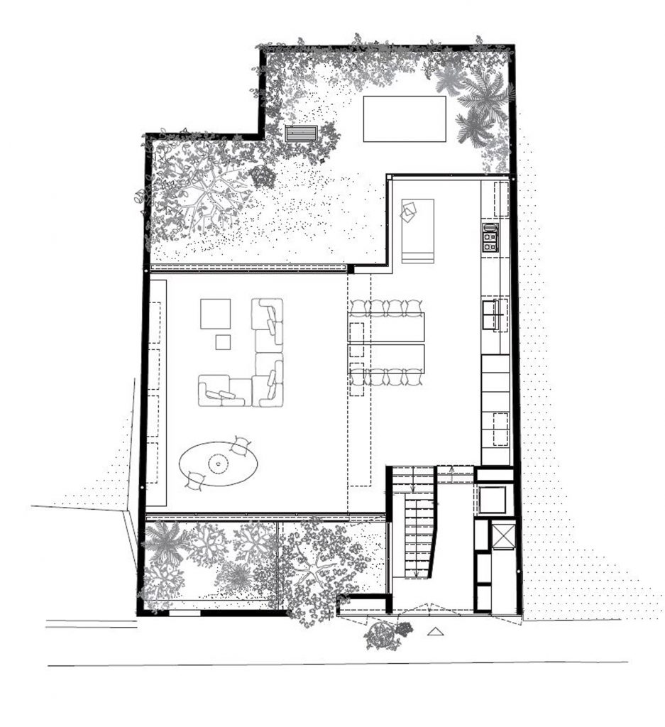 Ground floor plan of Eucalyptus House by Paritzki & Liani Architects