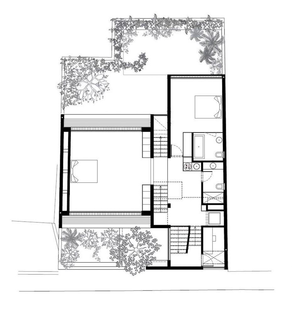 First floor plan of Eucalyptus House by Paritzki & Liani Architects